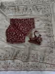 Off White party wear fancy saree - zari sequence embroidery