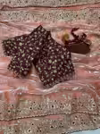 Light Pink party wear fancy saree - zari sequence embroidery
