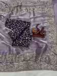 Purple party wear fancy saree - zari sequence embroidery