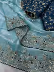 Sky Blue party wear fancy saree - zari sequence embroidery