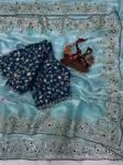 Sky Blue party wear fancy saree - zari sequence embroidery