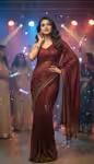 Maroon Bridal heavy party wear saree with pure silk blouse