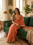 Gajri Satin saree for women with scallop sequin border
