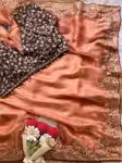 Gajri Satin saree for women with scallop sequin border