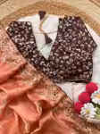 Gajri Satin saree for women with scallop sequin border