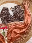 Gajri Satin saree for women with scallop sequin border