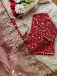 Light Pink Satin saree for women with scallop sequin border