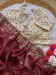 Magenta Satin saree for women with scallop sequin border