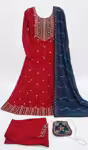 Maroon Anarkali Suit for Women with Navy Blue Dupatta