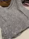 Gray Designer saree for wedding function with sequins work